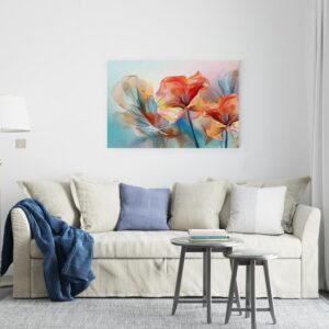 Three colorful flowers canvas printed wall art