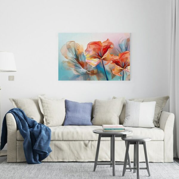 Three colorful flowers canvas printed wall art