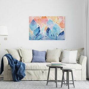 beautiful Blue and Pink canvas colored tree leaves