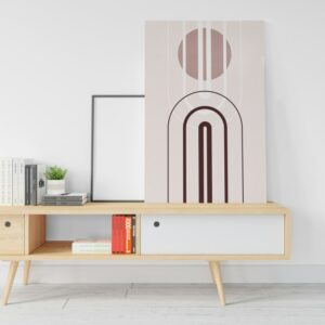 لوحة فنية جدارية مطبوعة هندسية مرسومة يدويًا بتصميم مسطح