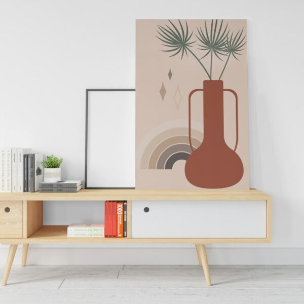 Beautiful Potted Plant Print canvas Pastel Palm Leaves Print Tropical Wall