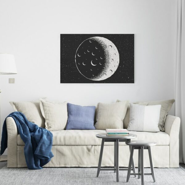 Amazing Full Moon canvas Black And White  Nighttime Printed wall art