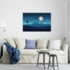 Pyramids and palm tress canvas with full moon Printed wall art