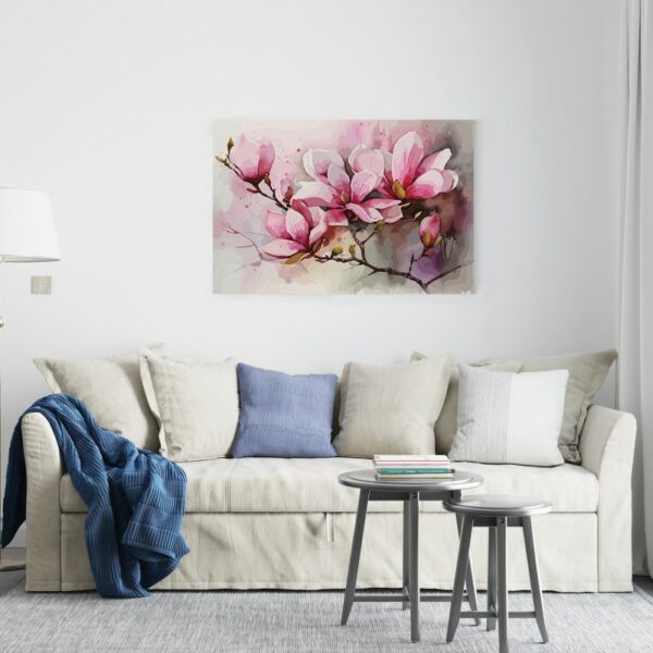 Beautiful Magnolia pink flowers canvas Printed  wall art