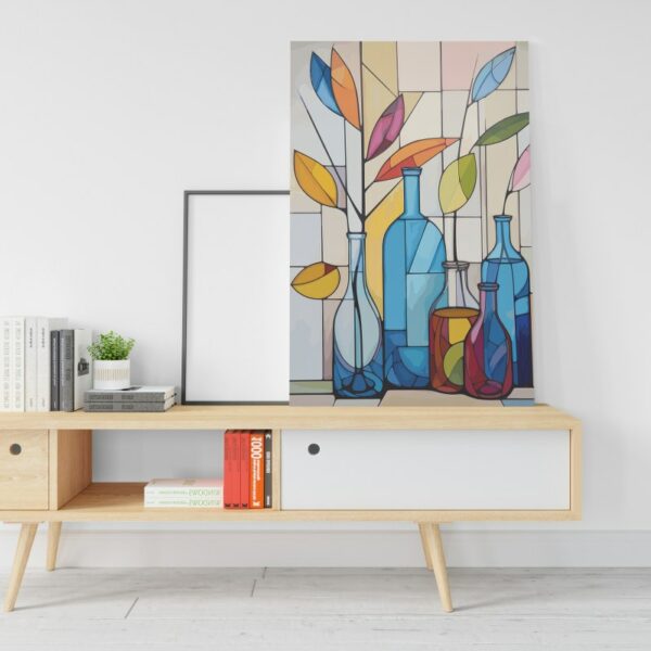 Colorful canvas Bottles made from windows glass Printed wall art