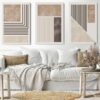 Beautiful Set of 3  Geometric canvas scandinavian Minimalist Beige & Brown