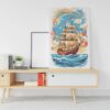 Pirate Ship Watercolor canvas Digital Art Printed wall art