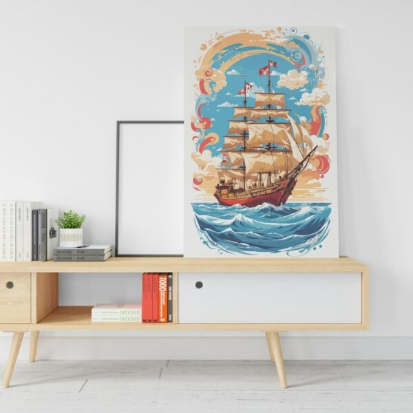 Pirate Ship Watercolor canvas Digital Art Printed wall art