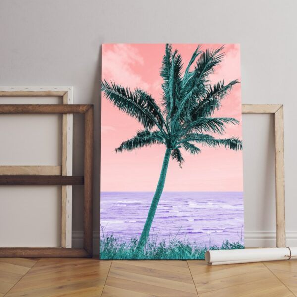 لوحة فنية جدارية مطبوعة على قماش بنمط vaporwave للمناظر الطبيعية الملونة