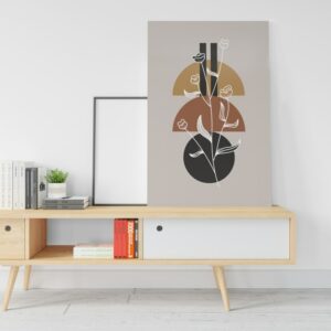 ملصق فني مطبوع عليه رسم نباتي بسيط بخط واحد