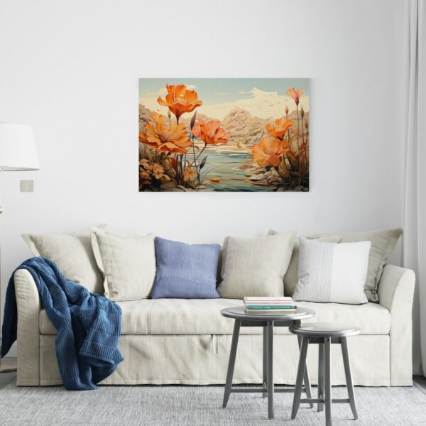 Floral watercolor summer canvas poster with tropical leaves Printed  wall art