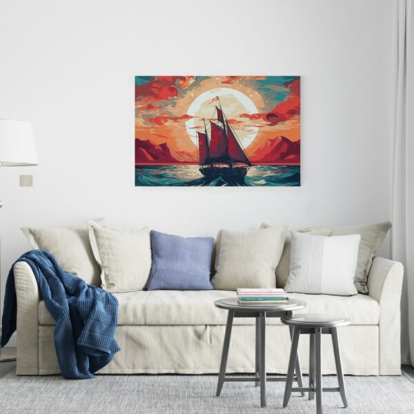 Great Sailing Boat With Sunset canvas Printed wall art