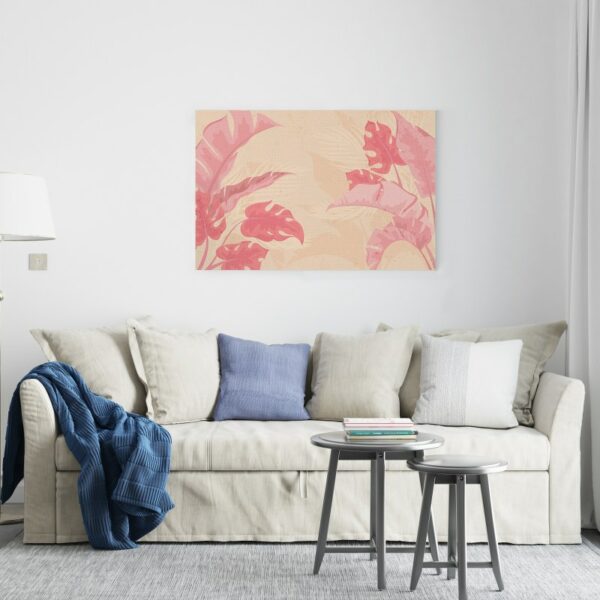 beautiful Leaves on Pink Vintage canvas Printed wall art