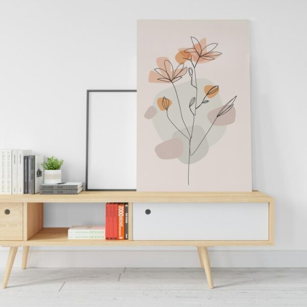 Beautiful Watercolor Abstract canvas Flower Line Art Printed wall art