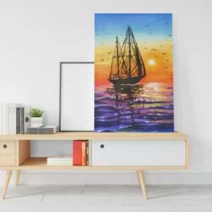 Ocean sunset oil painting canvas Colorful sunset wall art Abstract