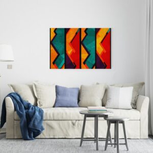 Great African geometric canvas seamless pattern with grunge effect
