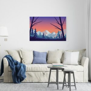 Beautiful Landscape canvas Pine Forest With Mesmerizing Mountain Views Printed  wall art