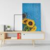 Amazing Blooming yellow sunflowers canvas with sunflower seeds Printed wall art