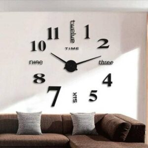 Beautiful Large Black wall clock 3D Frameless