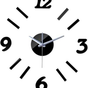 ساعة حائط أرقام لاصقة باللون الأسود