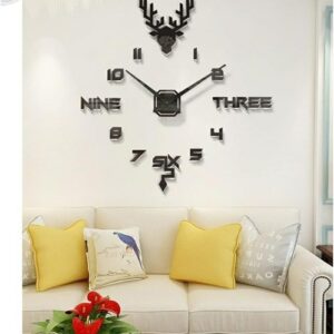 Amazing Large Deer Wall Clock 3D