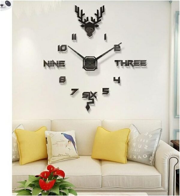 Amazing Large Deer Wall Clock 3D
