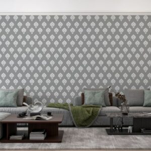 Grey And White Geometric pattern  Fabric Wallpaper Covers an area ​​up to 4.2mX3m with adhesive  and smoothing tool