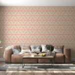 Geometric Pink Blue Art Deco Fabric Wallpaper Covers an area ​​up to 4.2mX3m with adhesive  and smoothing tool