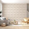 ورق حائط من القماش البيج/الكريمي الهندسي من Belgravia Decor Amelie يغطي مساحة تصل إلى 4.2 متر × 3 متر باستخدام لاصق وأداة تنعيم