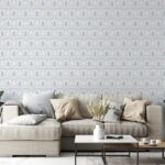 Aqua Chrysanthemum Fabric Wallpaper Covers an area ​​up to 4.2mX3m with adhesive  and smoothing tool