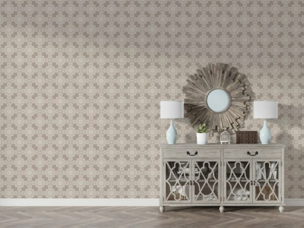 Old Damask Pattern Fabric Wallpaper Covers an area ​​up to 4.2mX3m with adhesive  and smoothing tool