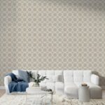 Textile geometric brown and gray with a beautiful pattern Fabric Wallpaper Covers an area ​​up to 4.2mX3m with adhesive  and smoothing tool