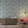 Floral Design Vector Line art Illustration rococo Fabric Wallpaper Covers an area ​​up to 4.2mX3m with adhesive  and smoothing tool