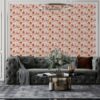 Amazing Watercolor seamless floral pattern delicate pink flowers Fabric Wallpaper Covers an area ​​up to 4.2mX3m with adhesive  and smoothing tool