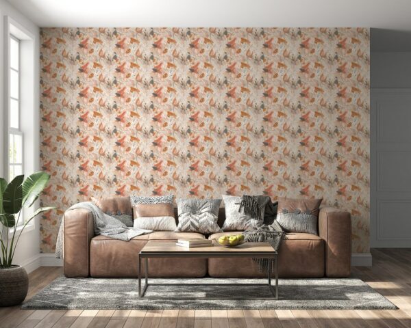 Beautiful Seamless flower pattern on textured background Fabric Wallpaper Covers an area ​​up to 4.2mX3m with adhesive  and smoothing tool