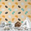 Beautiful Set of Hat Icons of Various Professions Careers Fabric Wallpaper Covers an area ​​up to 4.2mX3m with adhesive  and smoothing tool