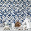 Indigo vector tie dye seamless pattern Fabric Wallpaper Covers an area ​​up to 4.2mX3m with adhesive  and smoothing tool
