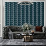 Beautiful Boho Flower Stem Blooms Fabric Wallpaper Covers an area ​​up to 4.2mX3m with adhesive  and smoothing tool