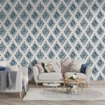 Ornament style repeat pattern design vector illustration Fabric Wallpaper Covers an area ​​up to 4.2mX3m with adhesive  and smoothing tool
