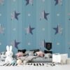 Seamless pattern on stripe background with star Fabric Wallpaper Covers an area ​​up to 4.2mX3m with adhesive  and smoothing tool