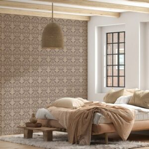 ورق حائط من القماش بنمط كلاسيكي بدون درزات يغطي مساحة تصل إلى 4.2 متر × 3 متر باستخدام أداة لاصقة وأداة تنعيم