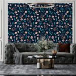 Trendy Floral Pattern Fabric Wallpaper Covers an area ​​up to 4.2mX3m with adhesive  and smoothing tool