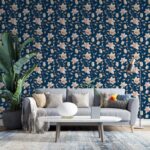Golden luxury lily flower Seamless pattern Fabric Wallpaper Covers an area ​​up to 4.2mX3m with adhesive  and smoothing tool
