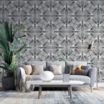 Beautiful floral pattern Fabric Wallpaper Covers an area ​​up to 4.2mX3m with adhesive  and smoothing tool