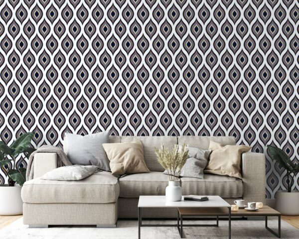 Classic Wave pattern Fabric Wallpaper Covers an area ​​up to 4.2mX3m with adhesive  and smoothing tool