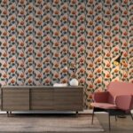 Orange Paperie Wild Flowers  Fabric Wallpaper Covers an area ​​up to 4.2mX3m with adhesive  and smoothing tool