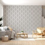 Beautiful Tribal seamless pattern with rose Royalty Fabric Wallpaper Covers an area ​​up to 4.2mX3m with adhesive  and smoothing tool