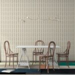 Geometric leaves Fabric Wallpaper Covers an area ​​up to 4.2mX3m with adhesive  and smoothing tool