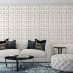 ورق حائط من القماش الياباني البني المزخرف بأشكال هندسية يغطي مساحة تصل إلى 4.2 متر × 3 متر باستخدام أداة لاصقة وأداة تنعيم