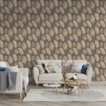 Amazing background from bird feathers Fabric Wallpaper Covers an area ​​up to 4.2mX3m with adhesive  and smoothing tool